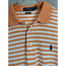 Polo Ralph Lauren Men&#39;s Orange White Polo Shirt Classic Fit Striped Size... - $19.95