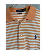 Polo Ralph Lauren Men&#39;s Orange White Polo Shirt Classic Fit Striped Size... - $28.02 CAD