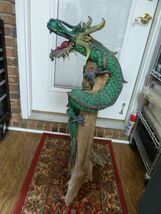 (Teak-12) Dragon on branch Teak WOOD carving FIGURINE wooden I love dragons - $330.99