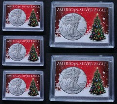 5 American Silver Eagle Frosty Case Snaplock Coin Holder Christmas Tree 2X3 - £13.54 GBP