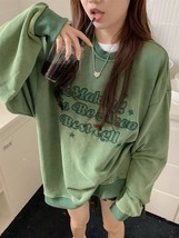 Women&#39;s Korean Style Fashion Loose Washed Embroidered Letter Sweatshirt - £87.81 GBP