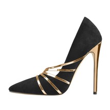 Women&#39;s 12CM Pointed Toe Stiletto High Heel Sexy Pumps with Gold Pumps - £94.25 GBP