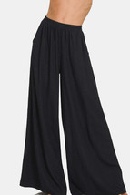 Zenana Pleated Linen Blend Wide Leg Pants - £29.95 GBP