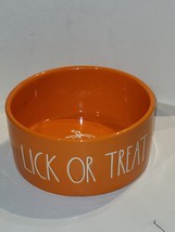Rae Dunn Halloween Ceramic Pet Bowl - Lick Or Treat 6&quot; Orange - £12.70 GBP