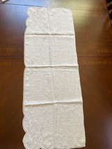 VTG white cotton linen Table dresser Doily Lace Center Runner Decor - $19.80