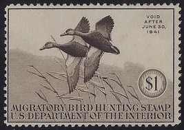 RW7 - $1 F-VF &quot;Family of Ruddy Ducks&quot; Duck Stamp Mint NH Cat $250 - £70.61 GBP