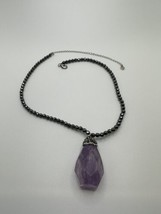 14.25&quot; - 18.5&quot; Sterling Silver Marcasite Amethyst Necklace Handmade Artisan - £64.20 GBP