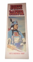 Vintage 1973 North Dakota Official State Highway Road Map Native American Theme - £6.39 GBP