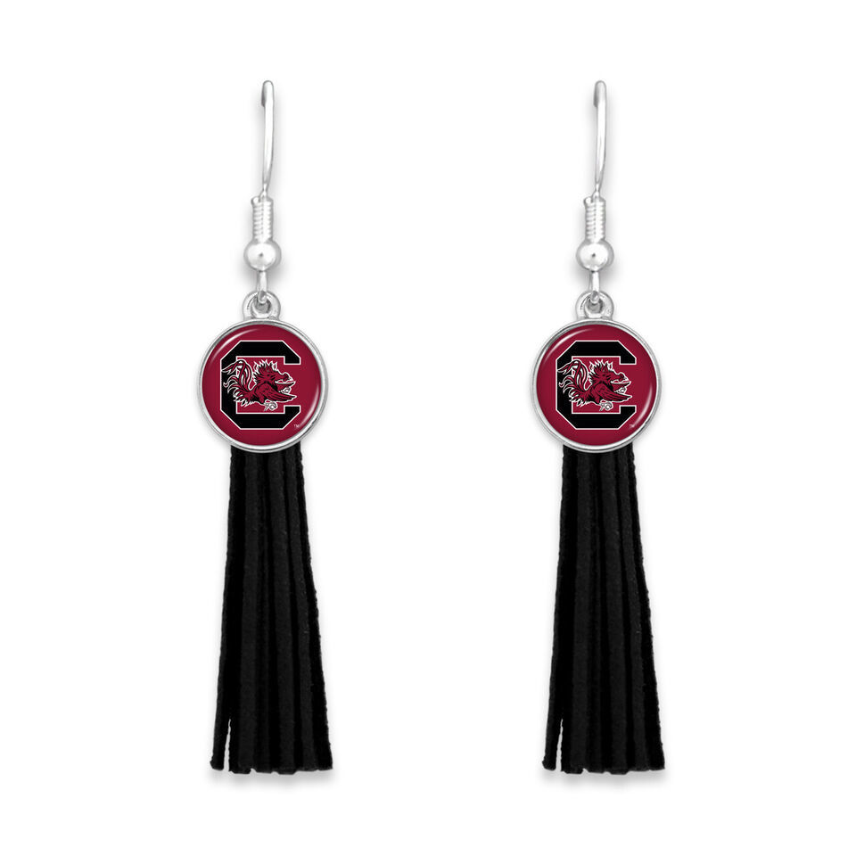 40071South Carolina Gamecocks Harper Garnet and Black Tassel Earrings