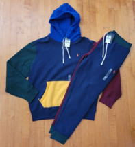 Polo Ralph Lauren Men’s Large Colorblock Sweatsuit Hoodie Jogger NWT - £196.73 GBP