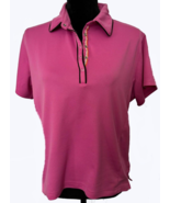 Ladies Grand Slam Polo Shirt, Pink, Blk Trim, 100% Polyester, XL,  5 Met... - $454.19 MXN