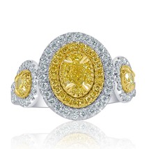 GIA 1.86 CT Oval Natural Fancy Yellow Diamond Engagement Ring 18k White ... - $110,545.31 MXN