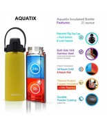 Aquatix Lemon Yellow Insulated FlipTop Sport Bottle 21 oz Pure Stainless... - $27.16 CAD