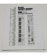 Owners Manual Mackie M-800 Power Amplifier Amp Printout Copy Paper Booklet  - £6.16 GBP