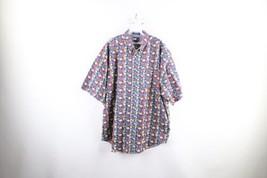 Vtg 90s Tommy Hilfiger Mens L Faded All Over Print Flower Hawaiian Button Shirt - £38.91 GBP