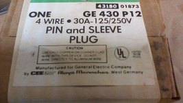 (Nib) G.E. 430P12 (3PH) (4WIRE) 30AMP 125/250VAC Pin&amp;Sleeve Male Cord End Plug - £20.45 GBP
