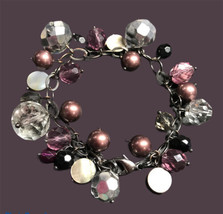 Mother Of Pearl Faux Pearl Crystal Bracelet 7”-8.5” - £9.57 GBP