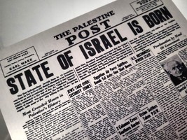 16X20&quot; Metal Poster of 1948 The State of ISRAEL IS BORN Palestine Post N... - £135.02 GBP