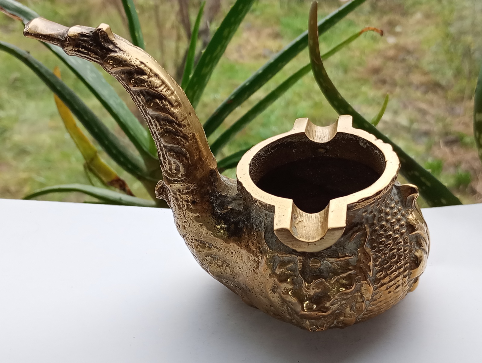 Vintage brass pipe shaped ashtray  - $6.50