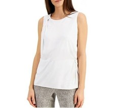 Alfani Womens S Brilliant White Ruched Twist Front Sleeveless Top NWT AP36 - £19.27 GBP