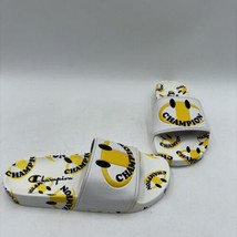 Champion IPO Warped White Smiley Allover Print Slide Sandals Kids Size 5 - $14.84