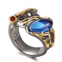 DreamCarnival 1989 New Gothic Ring for Women Vintage Horse Eye Shape Blu... - £18.30 GBP