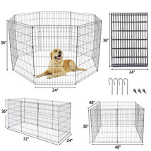 36" Pet Playpen Metal Protable Folding Animal Dog Fence 8 Panel Indoor Outdoor - £58.98 GBP