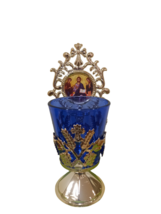 6 3/4&quot; Free Standing Metal Greek Orthodox Vigil Oil Lamp Byzantine Icon ... - $258.16 MXN