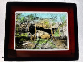 Vintage Color Magic Lantern Slide landscape scene with cave - £16.54 GBP