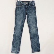 Justice Premium Girls Simply Low Skinny Jeans 8 S Slim Acid Washed Blue Denim  - £17.06 GBP