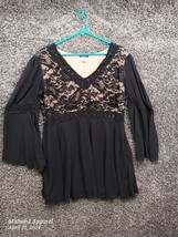 Venus Shirt Dress Women Plus 2X Black Lace V Neck Bell Sleeve Flowy Boho - £18.12 GBP