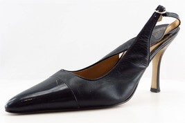 Valerie Stevens Slingback Sandals Black Leather Women Shoes Size 5.5 Medium - £13.19 GBP