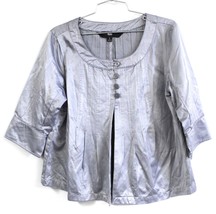 Mossimo Womens L Silver Gray Stretch Cotton Jacket Baby Doll Style Cropped Cute - £20.38 GBP