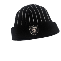 Oakland Raiders Beanie Hat Cap Pinstripe Striped One Size Vintage 90s - £23.34 GBP