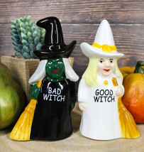 Good And Bad Elphaba Glinda Witches Carrying Broomsticks Salt And Pepper Shakers - £13.57 GBP