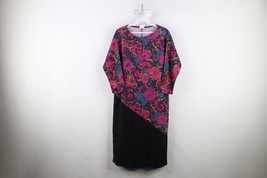 Vtg 90s Streetwear Womens 14 Abstract Flower Floral Knit Long Sleeve Dre... - $39.55