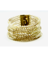 WHBM Gold Tone Multi Row Faceted Glass Bead Bracelet - £19.03 GBP