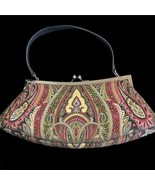 Talbots Purse Kiss Lock Paisley Black Dress Retro 1960s style Fab Handba... - $26.33 CAD