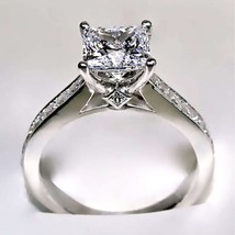 2.6CT Solitaire Engagement Promise Ring 14k White Gold Plated LC Moissanite Xmas - £52.30 GBP