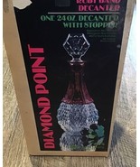 Vtg New Indiana Glass Crystal Diamond Point Ruby Band  Decanter &amp; Stoppe... - $1,869.30 MXN