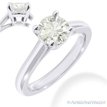 Round Brilliant Cut Moissanite 14k White Gold 4-Prong Solitaire Engagement Ring - £694.73 GBP+