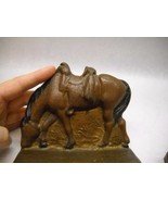 SET OF HORSE Drinking BOOKENDS Painted Brass SADDLES Brown BLACK Felted ... - £31.02 GBP