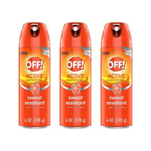 OFF! Active Insect Repellent, Sweat Resistant 6 oz ( Pack of 3 Cans) - £15.79 GBP