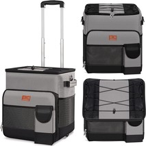 Cooler On Wheels 35 Can Collapsible Rolling Cooler Soft Insulated Portable Leak - £59.08 GBP