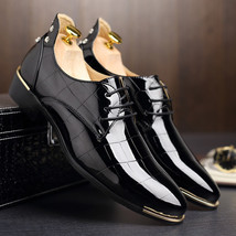 Rivets Men Shoes Dance Party Dress Shoes Patent Leather Pointed Toe Ceremony Wed - £44.83 GBP