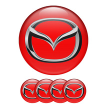 Set of 4 Mazda Silver Logo Domed Sticker for Rim Center Wheel Hub Cap  - £7.58 GBP+