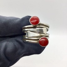 Vintage Coral 925 Sterling Silver Wrap Around Stackable Large Ring - £55.93 GBP