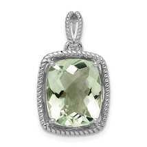 Sterling Silver Green Quartz Pendant Charm Jewelry 22mm x 13mm - £55.94 GBP