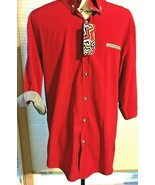 Whatlees NWT Button Down Red Shirt Checkard Cuffs 44” Bust 27” L XXXL SK... - $6.88