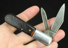Vintage Barlow Sabre 603 Pocket Knife 2 Blades ESTATE SALE old DELRIN clip - $32.99